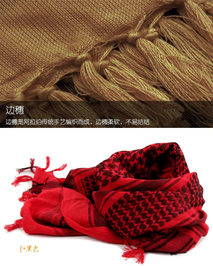 100%Cotton Thicker Arab Scarves Men Winter Military Keffiyeh Windproof Scarf Muslim Hijab Shemagh Tactical Desert Square Wargame