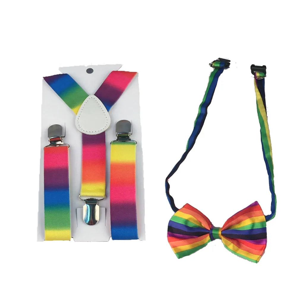 Fashion 3PCS School Boys girls Children Kids brace elastic Suspenders for shirt suspensorio Tie Bowties butterfly Set TR0001