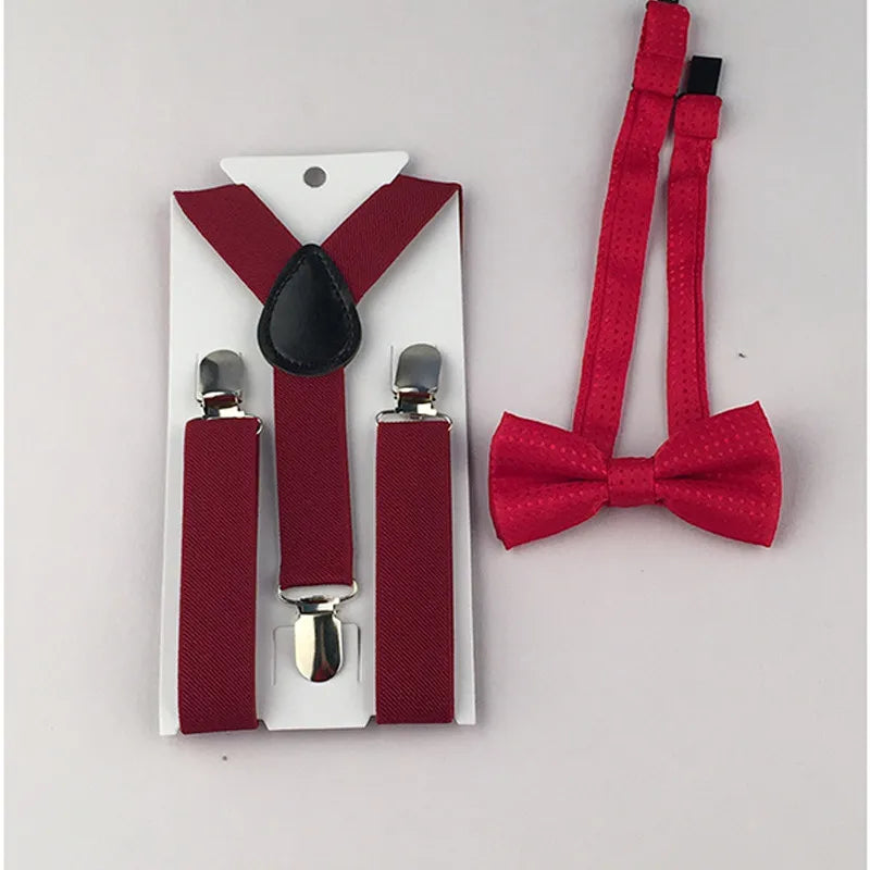 Fashion 3PCS School Boys girls Children Kids brace elastic Suspenders for shirt suspensorio Tie Bowties butterfly Set TR0001