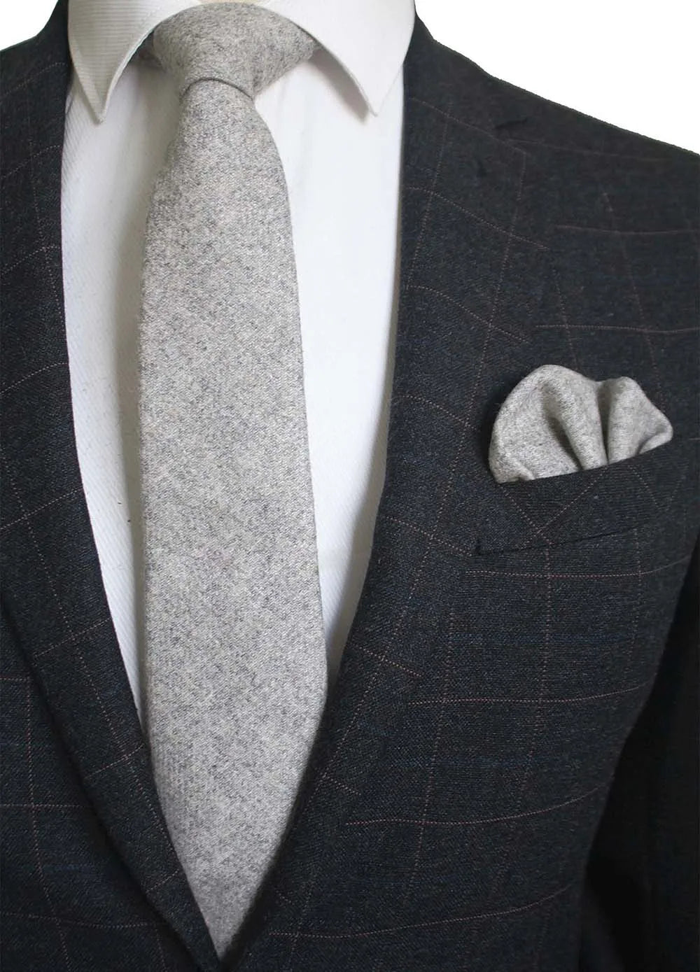 Cravate en laine Ricnais 8 cm, motif écossais solide, pour homme, ensemble cravate et mouchoir en cachemire de qualité, idéal pour une fête de mariage
