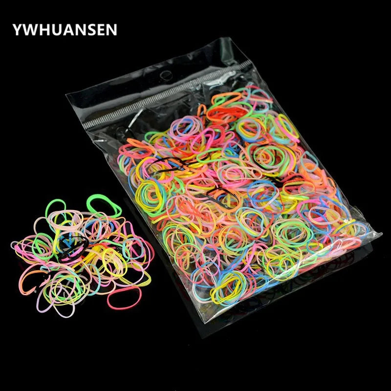 YWHUANSEN Environ 1000 pièces/sac (petit paquet) Nouveaux élastiques à cheveux en TPU pour bébé et enfant Accessoires pour cheveux en caoutchouc pour fille