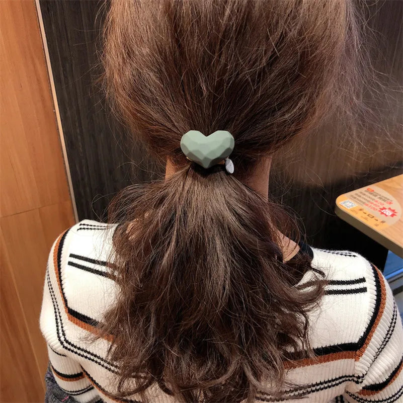 Girls Cute Heart Elastic Hair Bands Korean Hair Ties Hair Bow Scrunchies Rubber Ponytail Holder Women Hair Accessories