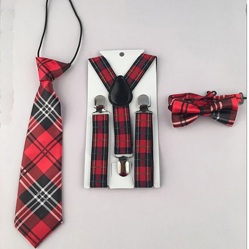 Fashion 3PCS School Boys girls Children Kids brace elastic Suspenders for shirt suspensorio Tie Bowties butterfly Set TR0001