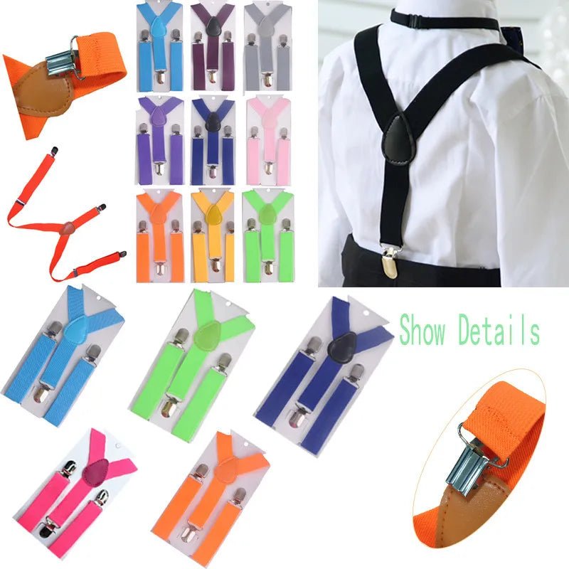 Fashion 3PCS School Boys girls Children Kids brace elastic Suspenders for shirt suspensorio Tie Bowties butterfly Set TR0001