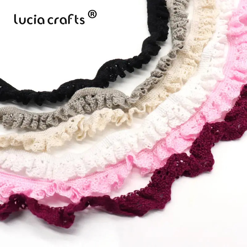 Lucia Craft 5yards 20mm Cotton Elastic Lace Trim Ribbons Bands DIY Girls' Hair Tie Headband Sewing Clothing Accessories N0608