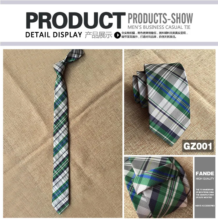 Mans 6cm Skinny Ties Striped Plaid Neckties Fashion Tie Jacquard Classics Business Mens Wedding Party Dress Woven Slim Tie