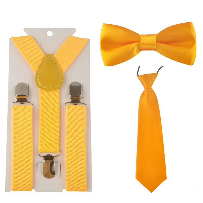 Fashion 3PCS School Boys girls Children Kids brace elastic Suspenders for shirt suspensorio Tie Bowties butterfly Set TR0001