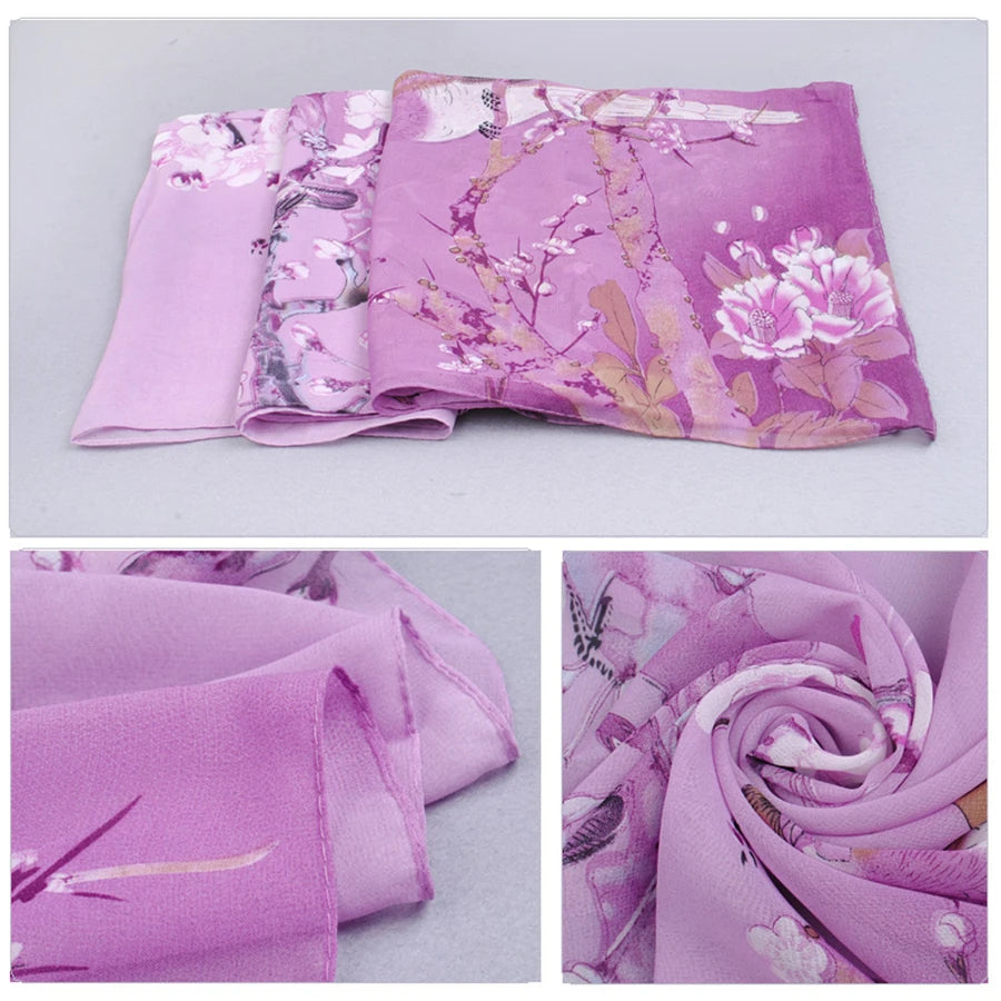 6 Colors New Chiffon Scarves Women Summer Silk Scarf Chiffon Thin Shawls And Wraps Foulard Flower Hijab Stoles Wholesale