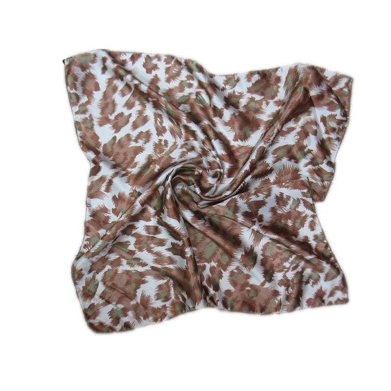 Square Scarf Hair Tie Fashion Korean Print Animal Leopard Business Small Head neck Satin Silk Scarf For Women