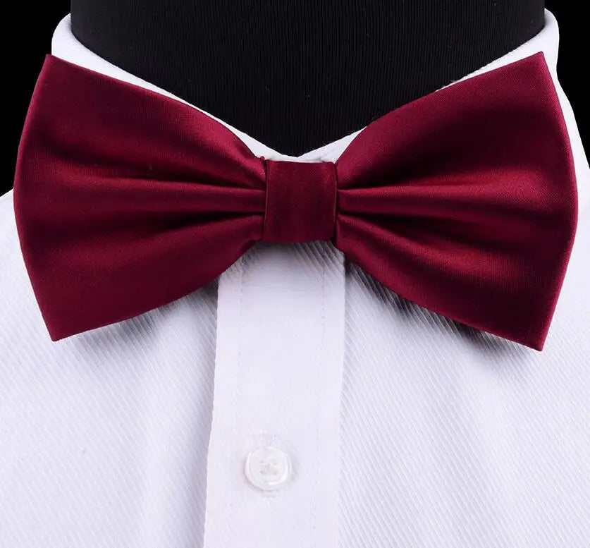 GUSLESON Nœud papillon pré-noué en soie solide pour homme Violet Noir Jaune Nœud papillon double pli Imperméable Mariage Affaires Nœud papillon