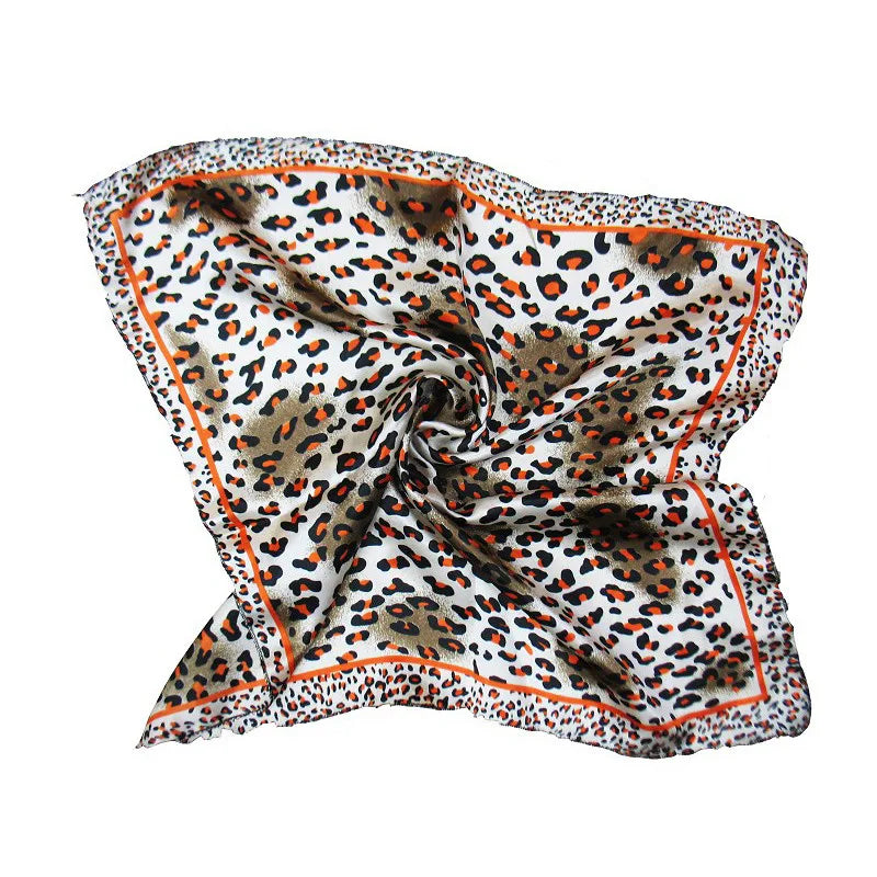 Square Scarf Hair Tie Fashion Korean Print Animal Leopard Business Small Head neck Satin Silk Scarf For Women