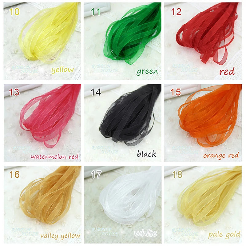 (40 meters/lot) 1/4''(6mm) Organza Ribbon wholesale gift wrapping Christmas ribbons DIY Jewelry Decorative