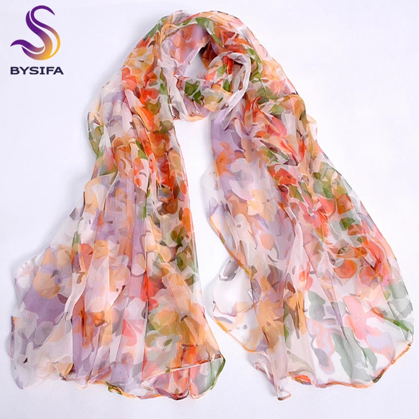 Rosa Orange Seidenschal 2016 Neues Design Lange Weibliche Schals Gedruckt 170*105 cm Frühling Herbst Mode-accessoires Frauen Seidenschal