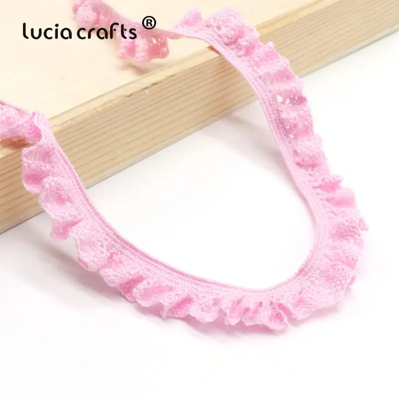 Lucia Craft 5yards 20mm Cotton Elastic Lace Trim Ribbons Bands DIY Girls' Hair Tie Headband Sewing Clothing Accessories N0608