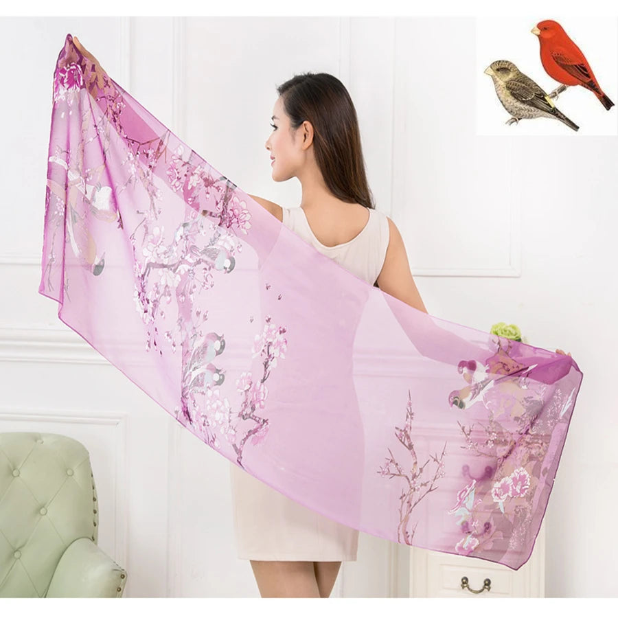 6 Colors New Chiffon Scarves Women Summer Silk Scarf Chiffon Thin Shawls And Wraps Foulard Flower Hijab Stoles Wholesale