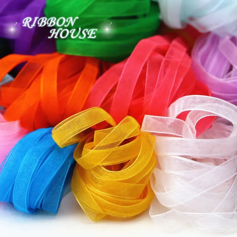 (40 meters/lot) 1/4''(6mm) Organza Ribbon wholesale gift wrapping Christmas ribbons DIY Jewelry Decorative