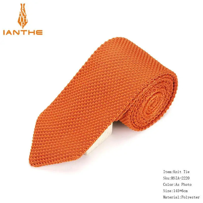 Fashion Slim Neck Tie Wedding Knitt Necktie for Men Skinny Knit Ties Man Gravata Candy Color Navy Narrow Knitted Slim Neckties