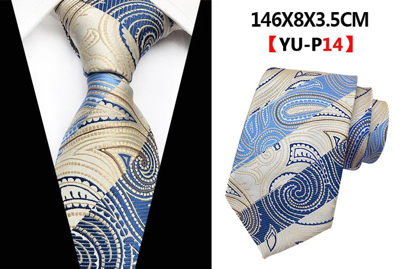 Corbatas de seda tejidas en jacquard con diseño de cachemira a cuadros para hombre, corbatas de 8 cm a rayas para trajes de negocios, bodas y fiestas.
