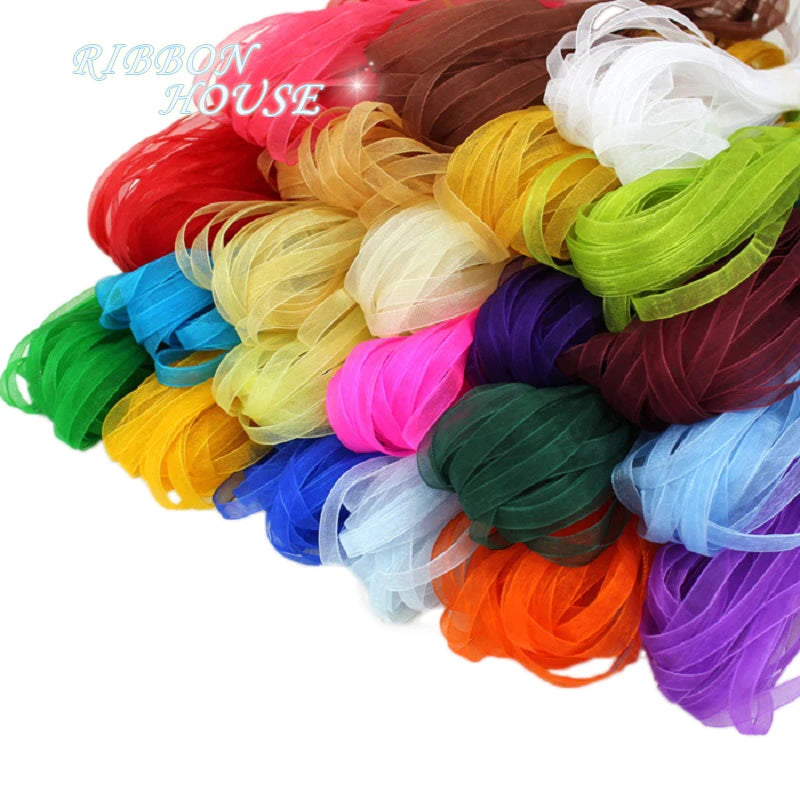 (40 meters/lot) 1/4''(6mm) Organza Ribbon wholesale gift wrapping Christmas ribbons DIY Jewelry Decorative