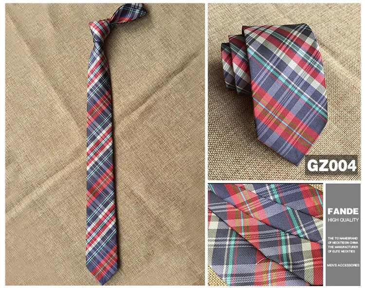 Mans 6cm Skinny Ties Striped Plaid Neckties Fashion Tie Jacquard Classics Business Mens Wedding Party Dress Woven Slim Tie