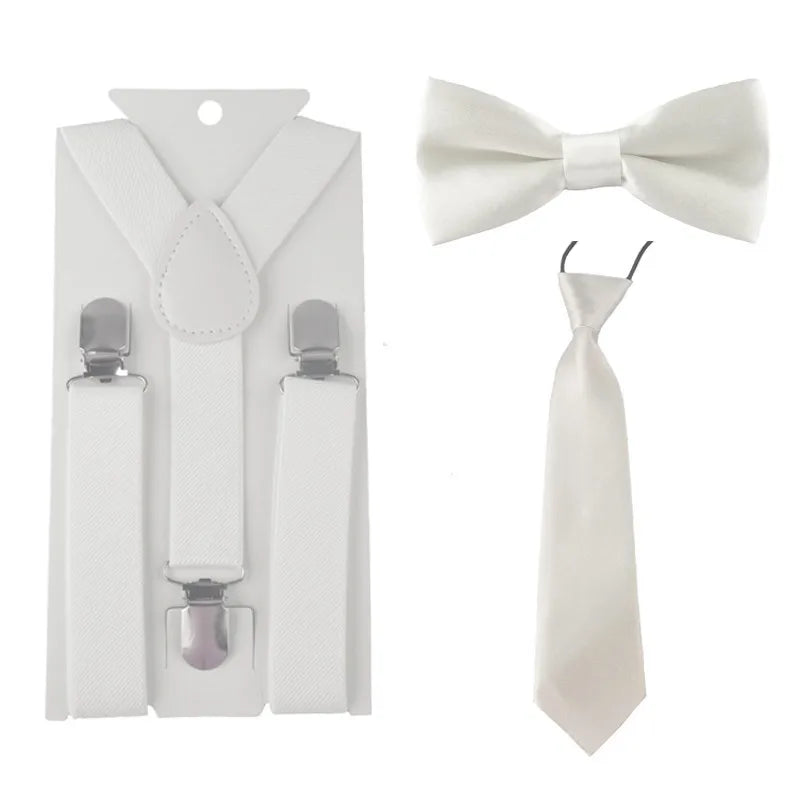 Fashion 3PCS School Boys girls Children Kids brace elastic Suspenders for shirt suspensorio Tie Bowties butterfly Set TR0001