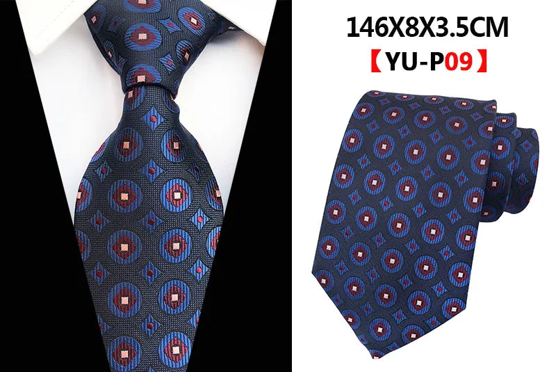 Corbatas de seda tejidas en jacquard con diseño de cachemira a cuadros para hombre, corbatas de 8 cm a rayas para trajes de negocios, bodas y fiestas.