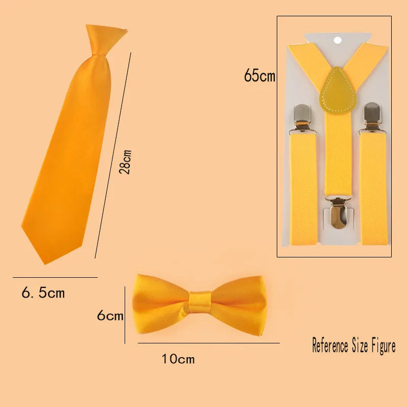 Fashion 3PCS School Boys girls Children Kids brace elastic Suspenders for shirt suspensorio Tie Bowties butterfly Set TR0001