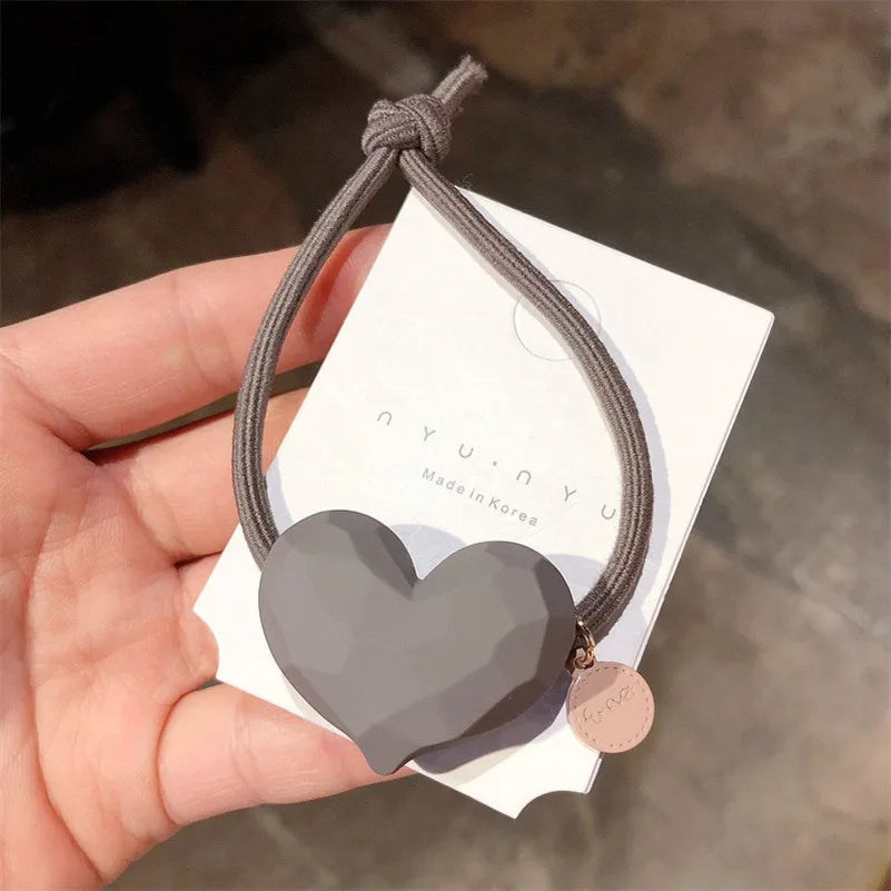 Girls Cute Heart Elastic Hair Bands Korean Hair Ties Hair Bow Scrunchies Rubber Ponytail Holder Women Hair Accessories
