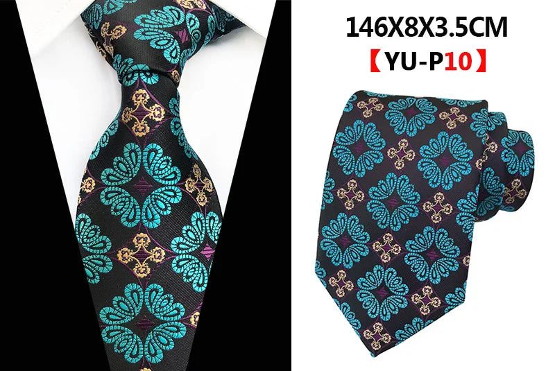 Corbatas de seda tejidas en jacquard con diseño de cachemira a cuadros para hombre, corbatas de 8 cm a rayas para trajes de negocios, bodas y fiestas.