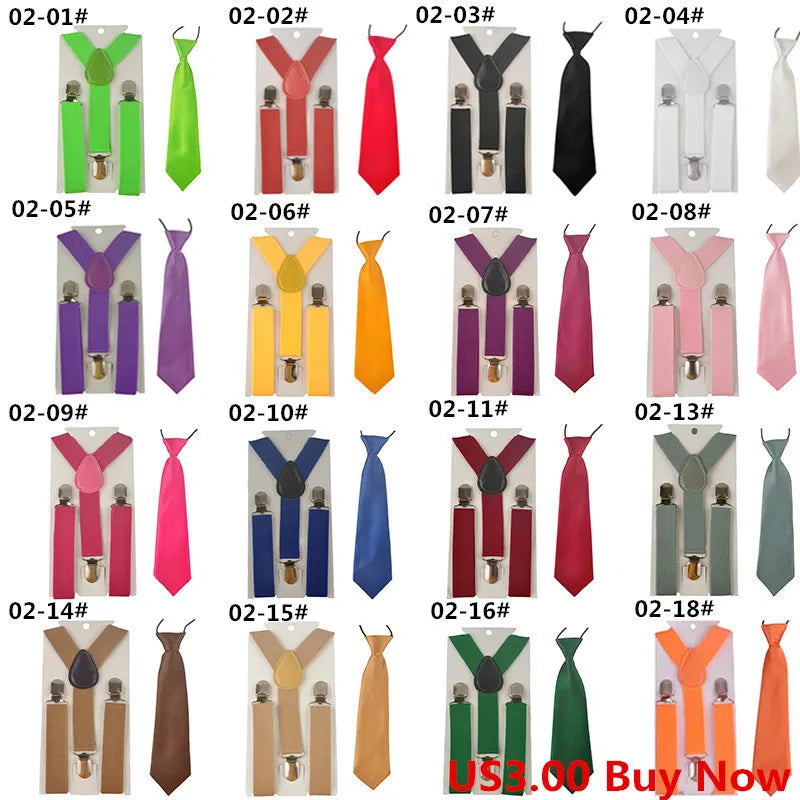 Fashion 3PCS School Boys girls Children Kids brace elastic Suspenders for shirt suspensorio Tie Bowties butterfly Set TR0001