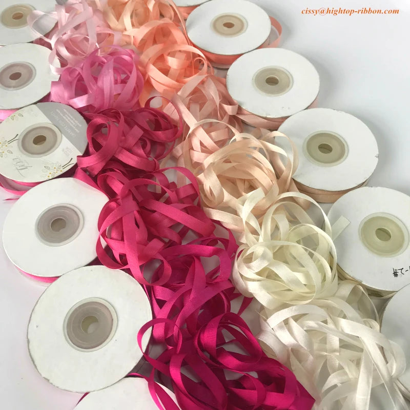 7mm 10mts to 50mts per roll 100% pure natural silk satin taffeta ribbon solid color for embroidery designs,free shipping