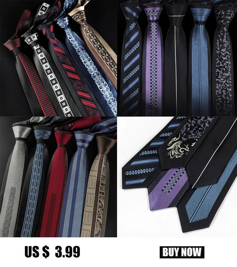 Mans 6cm Skinny Ties Striped Plaid Neckties Fashion Tie Jacquard Classics Business Mens Wedding Party Dress Woven Slim Tie