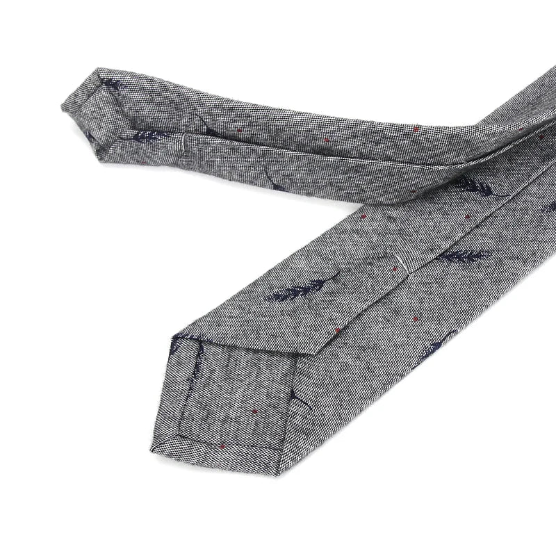 Cravate décontractée en coton pour homme, 6 cm, motif feuilles, imprimé oiseaux, style classique, idéal pour un mariage ou une soirée