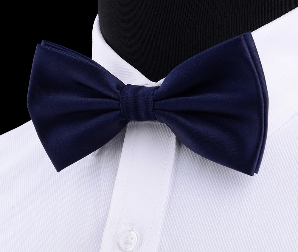 GUSLESON Nœud papillon pré-noué en soie solide pour homme Violet Noir Jaune Nœud papillon double pli Imperméable Mariage Affaires Nœud papillon