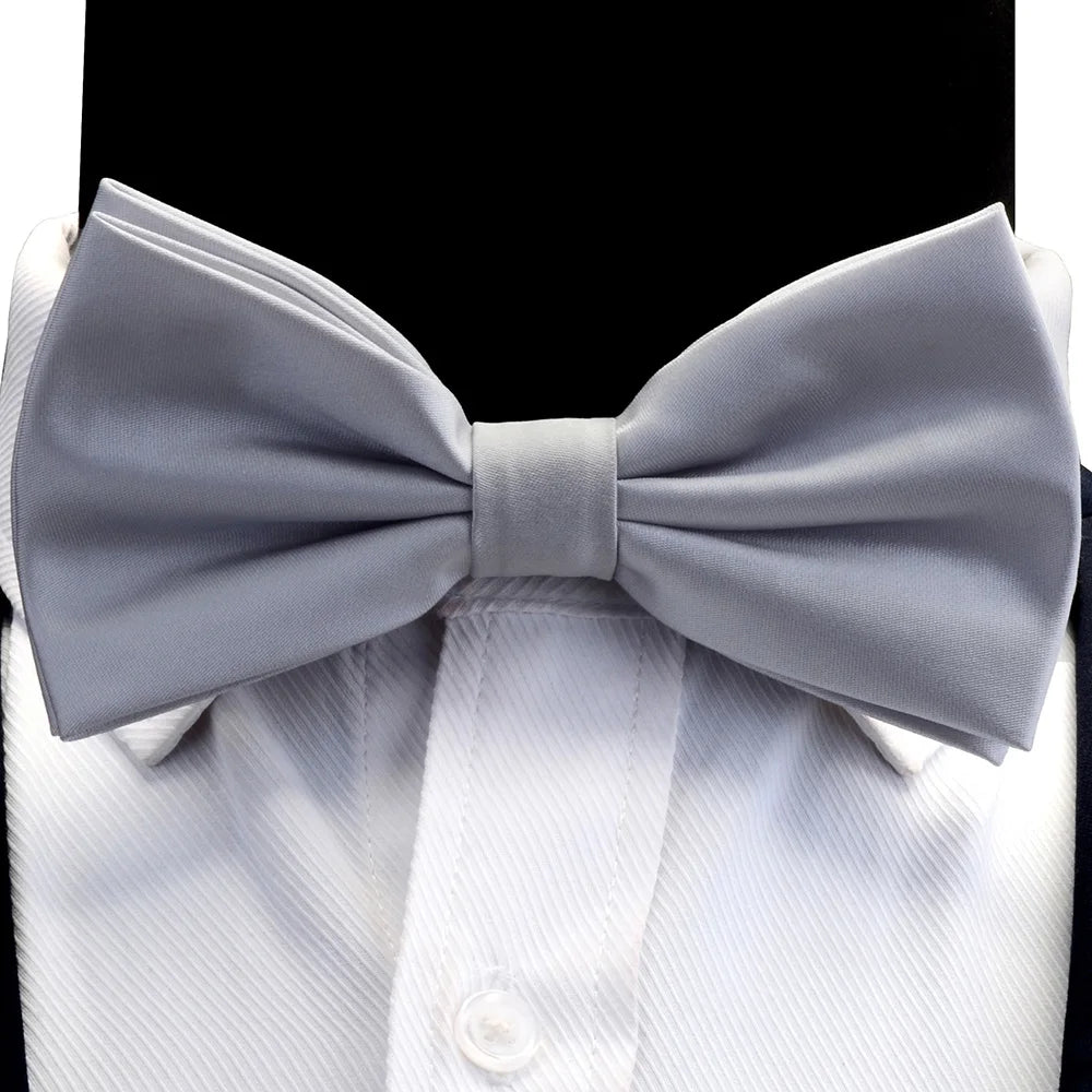 GUSLESON Nœud papillon pré-noué en soie solide pour homme Violet Noir Jaune Nœud papillon double pli Imperméable Mariage Affaires Nœud papillon