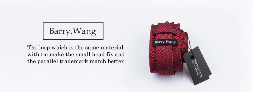 Cravate de mariage en soie rouge, tissée en jacquard, rayée, pour homme, ensemble cravate, mouchoir, boutons de manchette, Barry.Wang, créateur de mode FA-5028