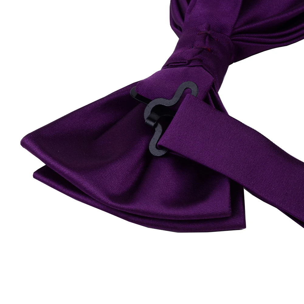 GUSLESON Nœud papillon pré-noué en soie solide pour homme Violet Noir Jaune Nœud papillon double pli Imperméable Mariage Affaires Nœud papillon