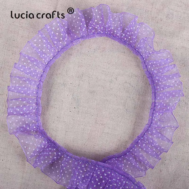 Lucia Crafts 5yards Trim Fold Lace Ribbons Dot Lace For Handmade Dress Garment Sewing Accessories R0406