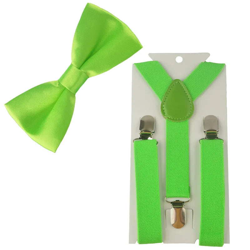 Fashion 3PCS School Boys girls Children Kids brace elastic Suspenders for shirt suspensorio Tie Bowties butterfly Set TR0001