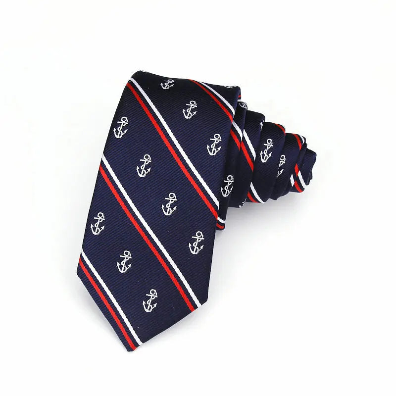 Cravates de luxe pour hommes, motif ancre tissé, pour hommes, cravates fines, cravate fine en polyester jacquard, cravates de mariage Corbata Gravata