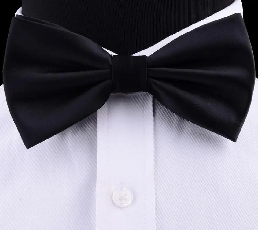 GUSLESON Nœud papillon pré-noué en soie solide pour homme Violet Noir Jaune Nœud papillon double pli Imperméable Mariage Affaires Nœud papillon