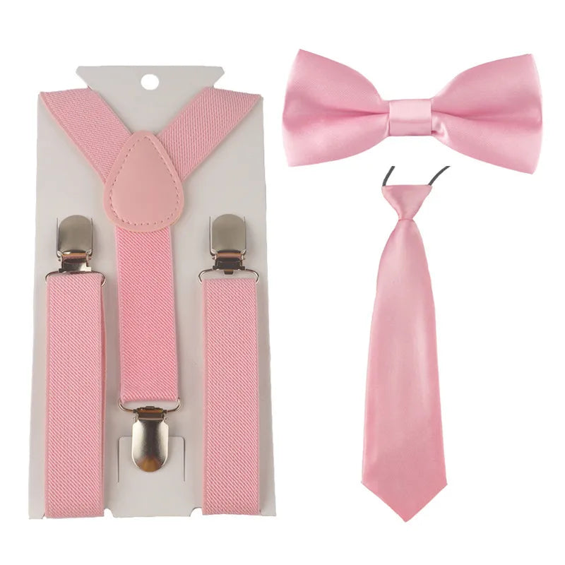 Fashion 3PCS School Boys girls Children Kids brace elastic Suspenders for shirt suspensorio Tie Bowties butterfly Set TR0001
