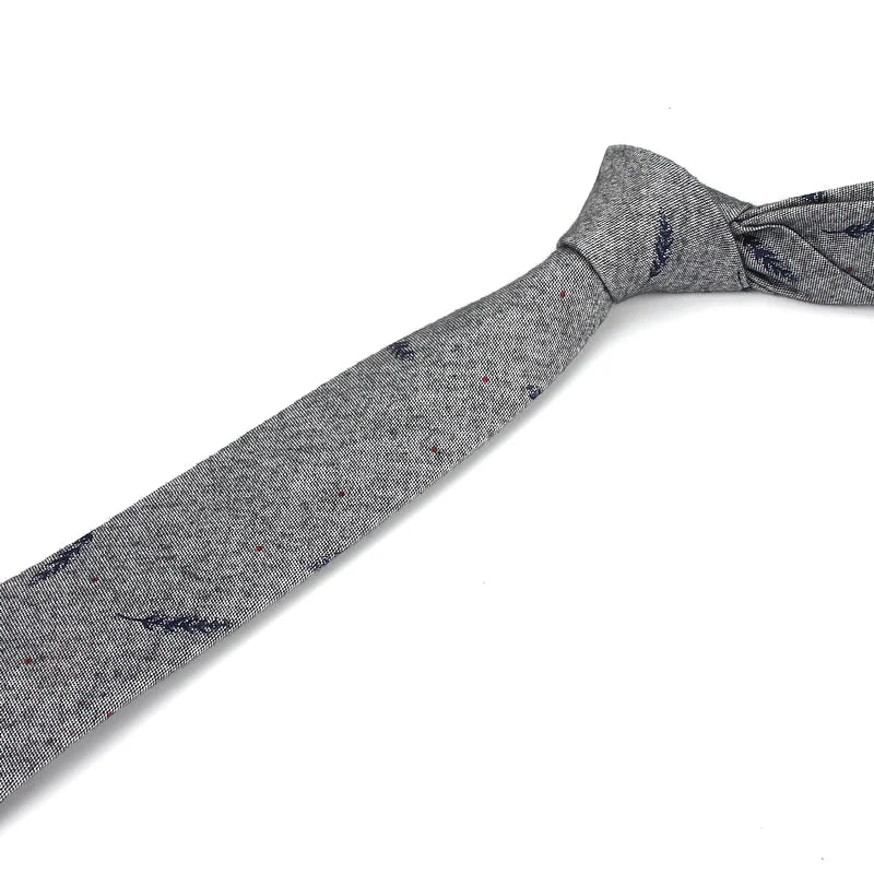 Cravate décontractée en coton pour homme, 6 cm, motif feuilles, imprimé oiseaux, style classique, idéal pour un mariage ou une soirée