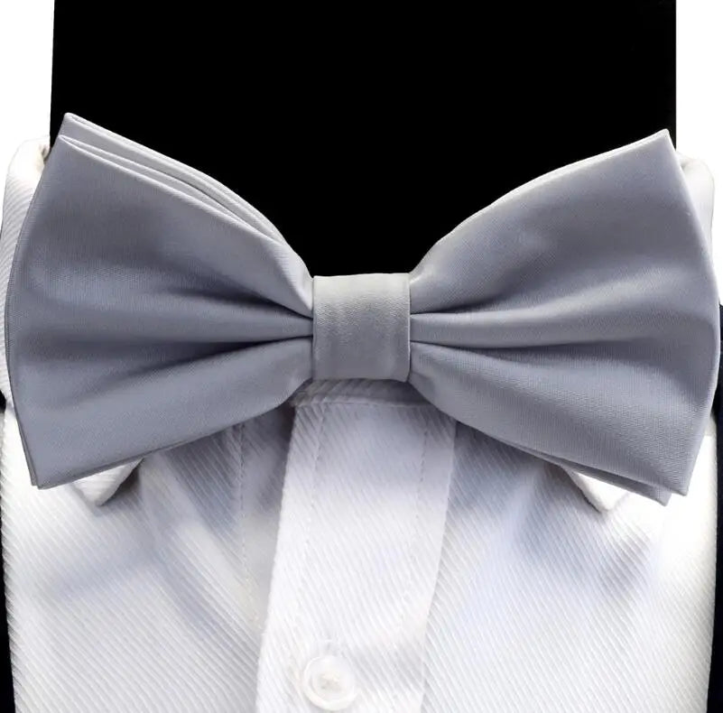 GUSLESON Nœud papillon pré-noué en soie solide pour homme Violet Noir Jaune Nœud papillon double pli Imperméable Mariage Affaires Nœud papillon