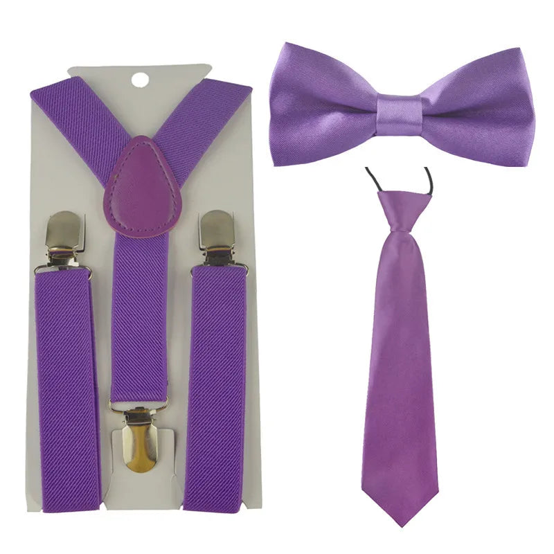 Fashion 3PCS School Boys girls Children Kids brace elastic Suspenders for shirt suspensorio Tie Bowties butterfly Set TR0001