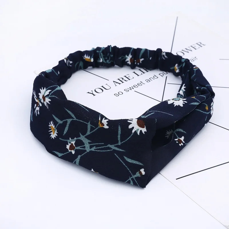 2020 Fashion Bohemian Headband Print Hairbands For Women Girls Vintage Cross Knot Turban Bandanas Headwear Hair Accessories