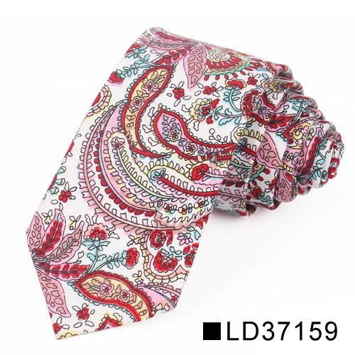 Nouvelle cravate florale pour hommes et femmes, cravate fine en coton pour mariage, cravates décontractées pour hommes, costumes classiques, cravates à imprimé floral