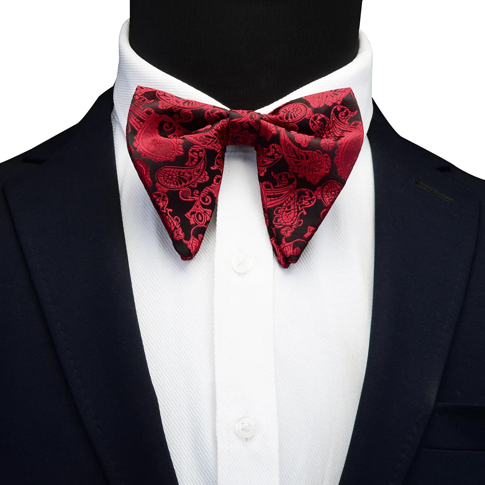 GUSLESON Ensemble de boutons de manchette et pochette pour homme, motif cachemire, bleu, rouge et jaune, avec boîte cadeau, cravate de mariage en soie pour homme