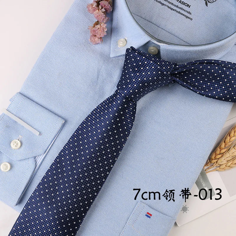 Corbata Hombre corbata 7cm cravates pour hommes de luxe rayures bleues cravate affaires Corbatas Para Hombre Mariage cadeau chemise accessoires