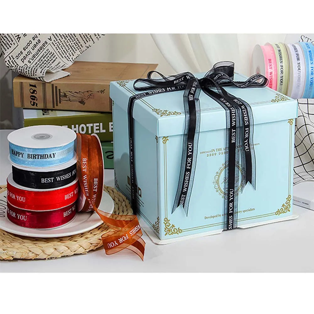 Rubans « Joyeux anniversaire » de 25 mm, 4,5 m, pour amoureux, mariage, fête, décoration de Noël, nœud, carte, emballage cadeau, fait main